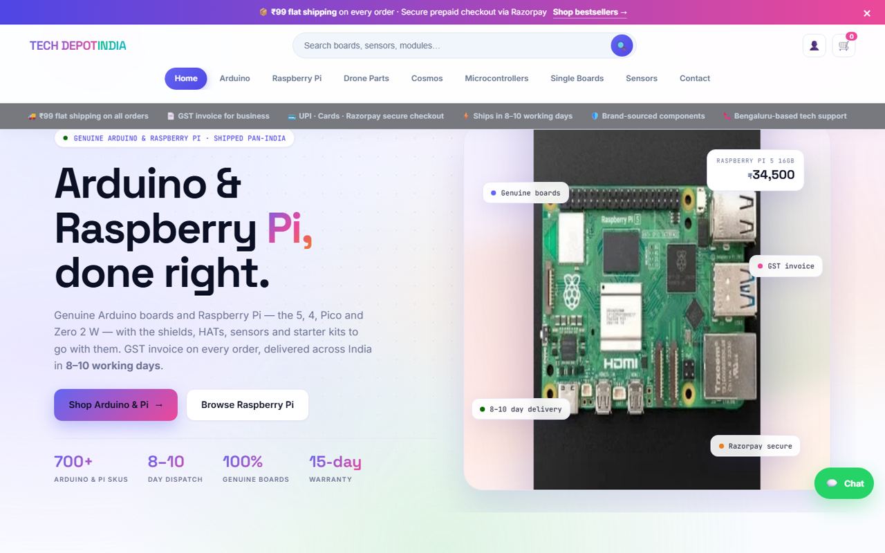 Tech Depot India — homepage as it looks today